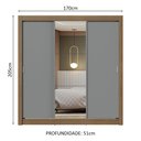 Ver imagem 4 de Guarda-roupa Casal 3 Portas de Correr com Espelho Rustic/cinza Nobre Madesa