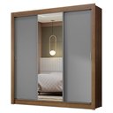 Ver imagem 3 de Guarda-roupa Casal 3 Portas de Correr com Espelho Rustic/cinza Nobre Madesa