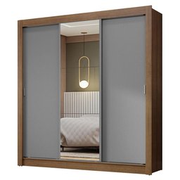 Guarda-roupa Casal 3 Portas de Correr com Espelho Rustic/cinza Nobre Madesa - 2