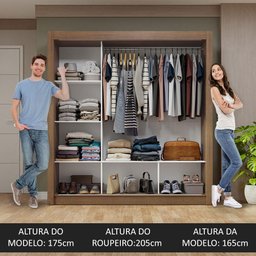 Guarda-roupa Casal 3 Portas de Correr com Espelho Rustic/cinza Nobre Madesa - 5