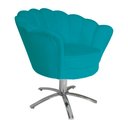 Ver imagem 2 de Poltrona Decorativa Pétala Base Giratória Metal Suede Azul Tifany Ms Decor