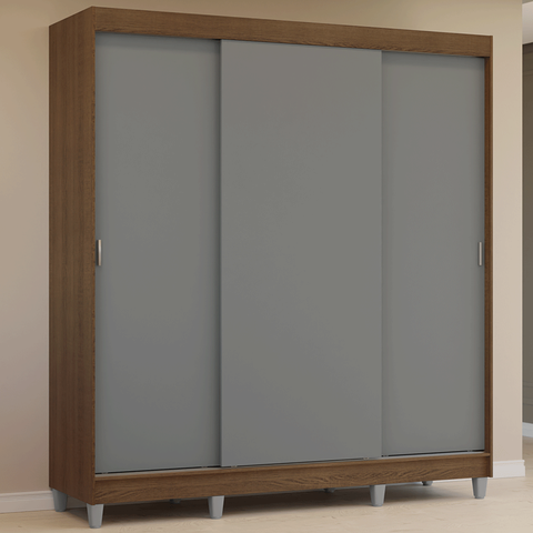 Guarda-Roupa Casal com Pés 3 Portas de Correr Reno Madesa