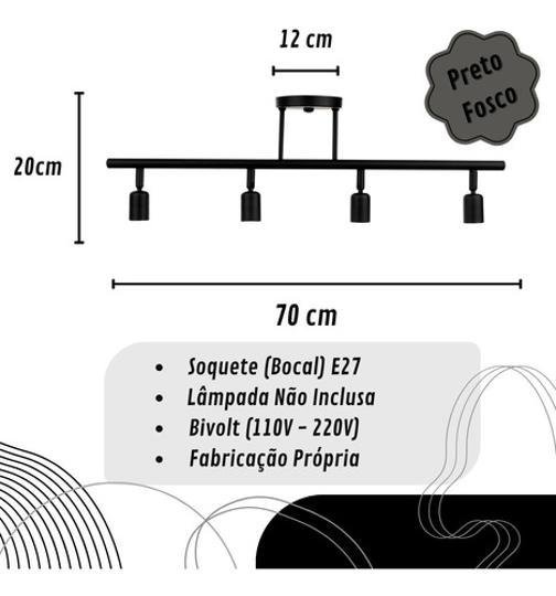 Luminária Articulada Trilho Spot E27 Sala de Estar Preto - 2