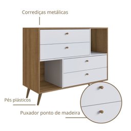 Cômoda com 4 gavetas e 2 nichos 110CM - 4