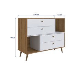Cômoda com 4 gavetas e 2 nichos 110CM - 3