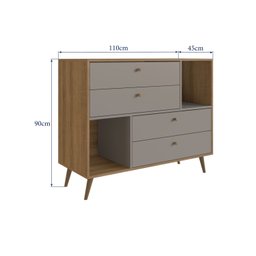 Cômoda com 4 gavetas e 2 nichos 110CM - CMO110MF - 3