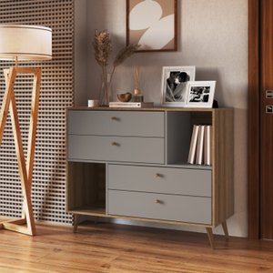 Cômoda com 4 gavetas e 2 nichos 110CM - CMO110MF