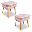 Ver imagem 1 de Kit 2 Puffs Decorativo Opala Suede Rosa Bebê Pés Palito Dal Poz Estofados
