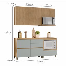Cozinha 4 Peças Ripado Rainha  100% Mdf Balcão E Aéreo Forno  100% Mdf - 19
