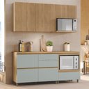 Ver imagem 1 de Cozinha Ripada 4 Peças com Balcão e Aéreo Forno 100% MDF Rainha Verde/Nature