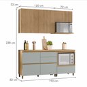 Ver imagem 4 de Cozinha Ripada 4 Peças com Balcão e Aéreo Forno 100% MDF Rainha Verde/Nature