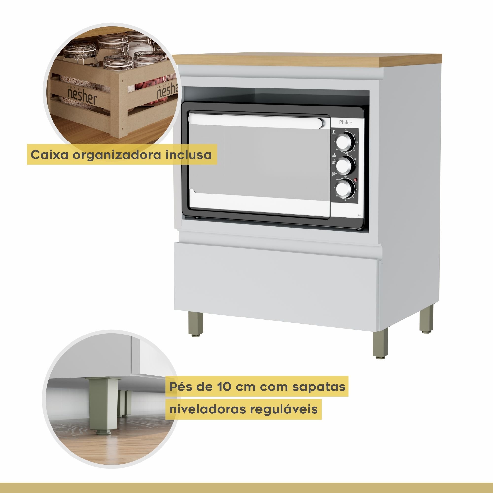 Cozinha 4 Peças Ripado Rainha  100% Mdf Balcão E Aéreo Forno  100% Mdf - 10