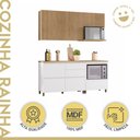 Ver imagem 6 de Cozinha Ripada 4 Peças com Balcão e Aéreo Forno 100% MDF Rainha Branco/Nature