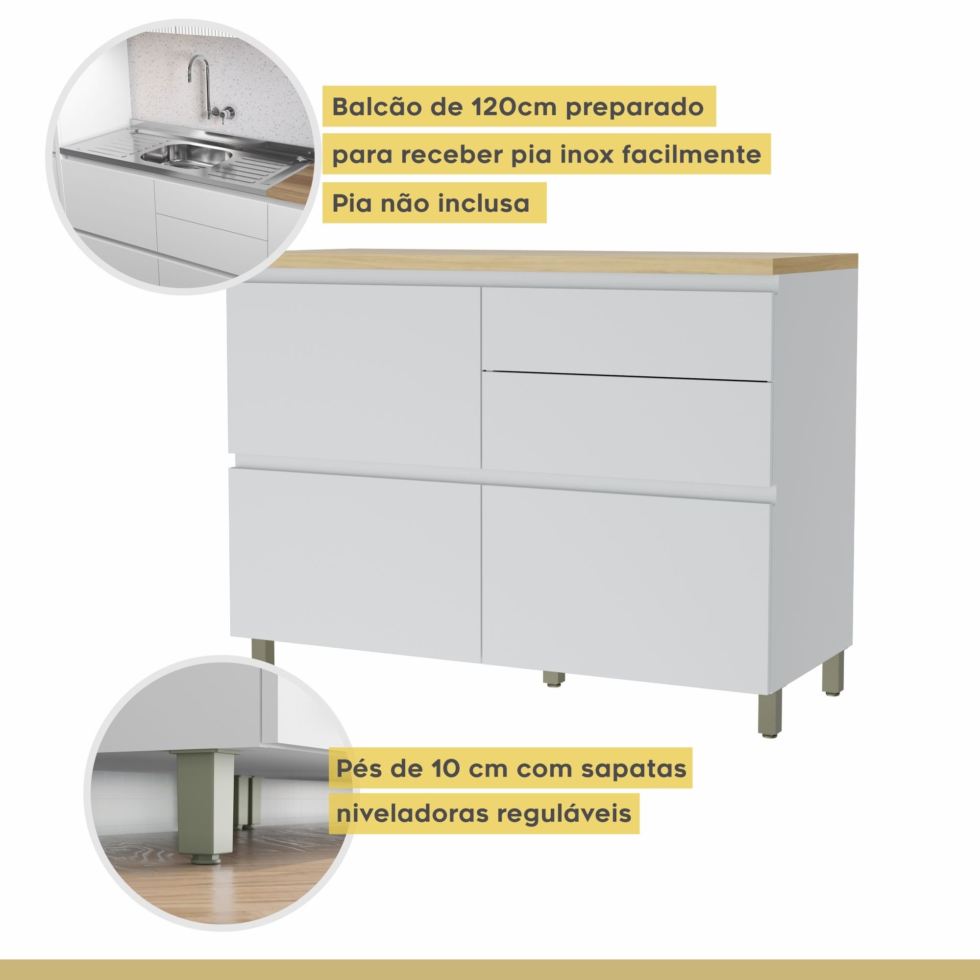 Cozinha 4 Peças Ripado Rainha  100% Mdf Balcão E Aéreo Forno  100% Mdf - 14