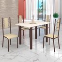 Ver imagem 1 de Conjunto Sala de Jantar Bahia Mesa Tubo 120x75cm Tampo Madeira com 4 Cadeiras