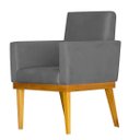 Ver imagem 1 de Poltrona Decorativa para Sala Bella Base Madeira Maciça Corino Divini Decor:cinza