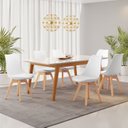 Ver imagem 1 de Conjunto Mesa Retangular Vidro/MDF com 6 Cadeiras Saarinen PP Yescasa Branco/Cinamomo/Off White