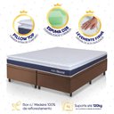 Ver imagem 4 de Conjunto Box Baú Marrom Durban Azul Espuma D28 King 193x203x64 - King House