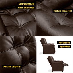 Poltrona do Papai Reclinável Imperador para Sala de TV Cinema Facto Marrom - SOFA STORE - 7