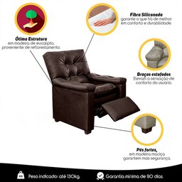 Poltrona do Papai Reclinável Imperador para Sala de TV Cinema Facto Marrom - SOFA STORE - 9