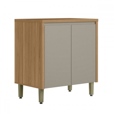 Balcão de Cozinha 80 Cm Renard 2 Portas 100% Mdf Jequitibá/gris Fosco - Pnr Móveis