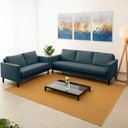 Ver imagem 1 de Conjunto de Sofá Antúrio 3 e 2 Lugares com Usb em Linho CabeCasa MadeiraOriginals Azul