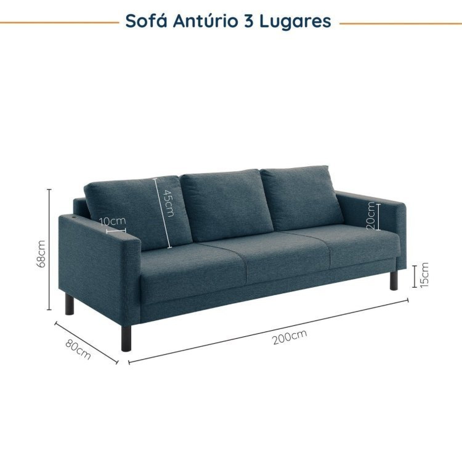 Conjunto de Sofá Antúrio 3 e 2 Lugares com Usb em Linho CabeCasa MadeiraMadeira - 4