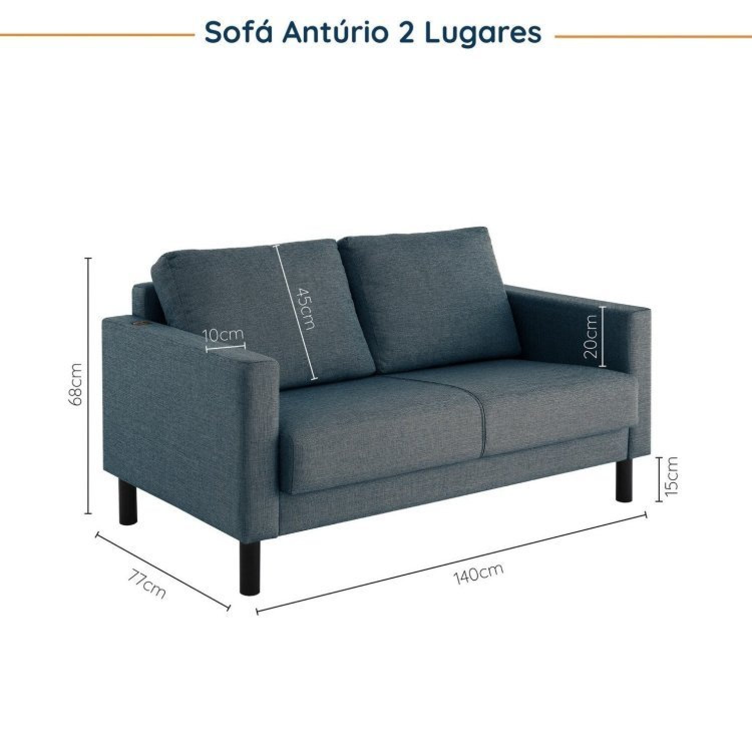 Conjunto de Sofá Antúrio 3 e 2 Lugares com Usb em Linho CabeCasa MadeiraMadeira - 3