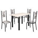 Ver imagem 2 de Conjunto Sala de Jantar Bahia Mesa Tubo 120x75cm Tampo Madeira com 4 Cadeiras