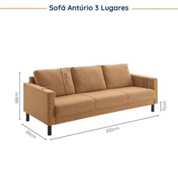 Conjunto de Sofá Antúrio 3 e 2 Lugares com Usb em Linho CabeCasa MadeiraMadeira - 4