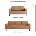 Ver imagem 2 de Conjunto de Sofá Antúrio 3 e 2 Lugares com Usb em Linho CabeCasa MadeiraOriginals