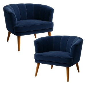 Conjunto 2 Poltronas Estofada para Sala de Estar Aconchegante Tecido Veludo Pés de Madeira