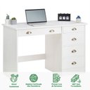 Ver imagem 3 de Escrivaninha Madeira Maciça 5 Gavetas Lana Branco