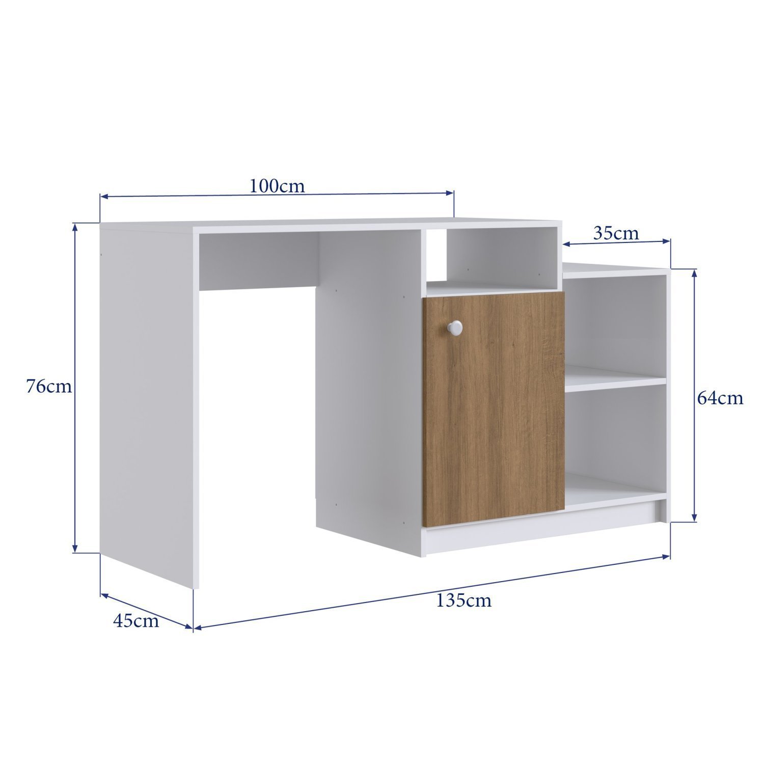 Escrivaninha Bancada Multiuso 1 Porta e 3 Nichos 135cm - 3