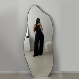 Espelho Grande Orgânico Retrô Corpo Inteiro 170x70cm Borda em Couro - 7