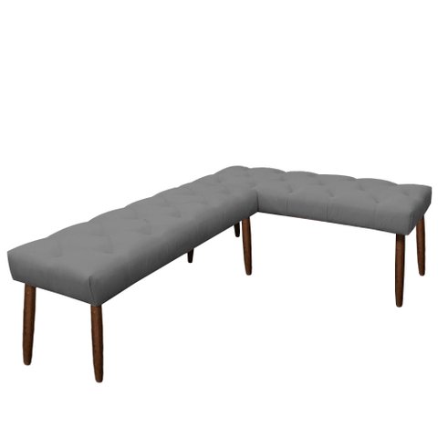 Canto Alemão Suede Cinza Assento 1,20x0,75 - Dominic Decor