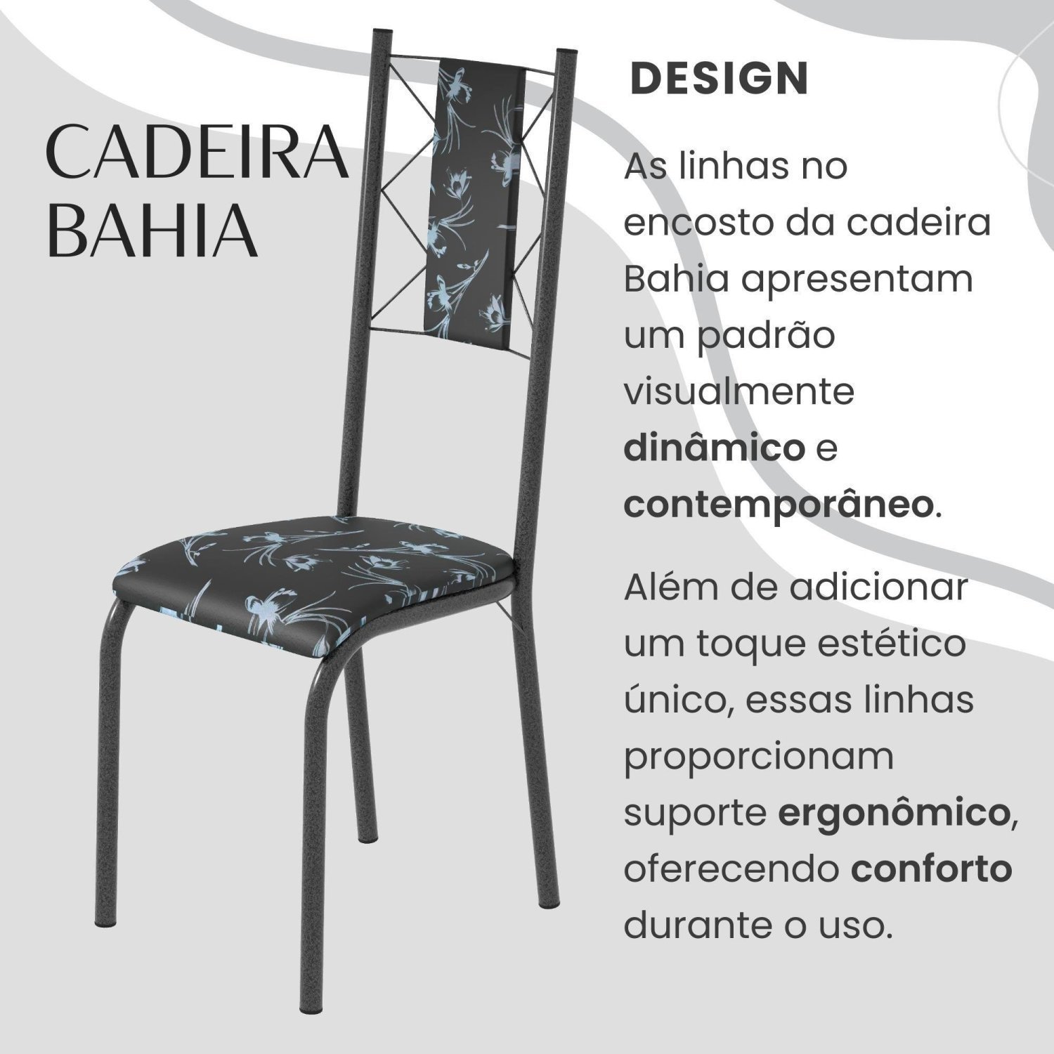 Conjunto Sala de Jantar Bahia Mesa Tubo 120x75cm Tampo Madeira com 4 Cadeiras - 5