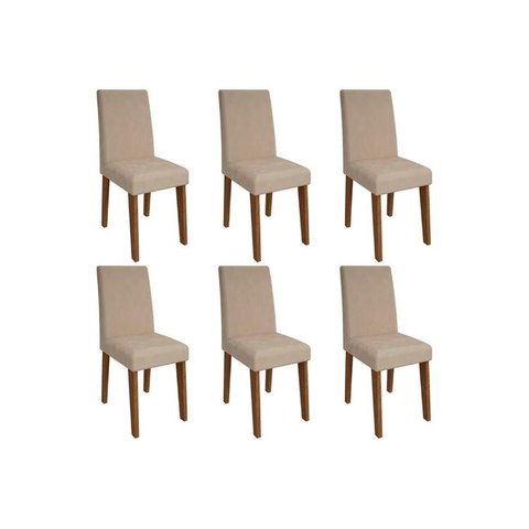 Cadeira Sala de Jantar Milena Kit 6 Un Savana/Suede Bege - Cimol