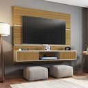 Ver imagem 1 de Painel para TV Fidji 65 160cm MDP Pintura 3D Ripada Cinamomo Off White