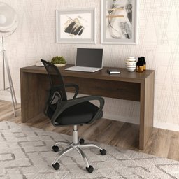 Kit 2 Peças com Escrivaninha 163cm com Cadeira de Escritório Diretor Tela Mesh - 1