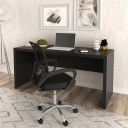 Kit 2 Peças com Escrivaninha 163cm com Cadeira de Escritório Diretor Tela Mesh - 1
