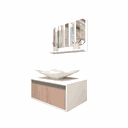 Ver imagem 1 de Kit Gabinete Maranata Espelheira+balcao+cuba 60x40x44 Branco C/ Griggio - Gabinetto