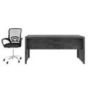 Ver imagem 3 de Kit 2 Peças com Escrivaninha 163cm com Cadeira de Escritório Diretor Tela Mesh