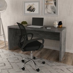 Kit 2 Peças com Escrivaninha 163cm com Cadeira de Escritório Diretor Tela Mesh - 1