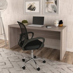Kit 2 Peças com Escrivaninha 163cm com Cadeira de Escritório Diretor Tela Mesh - 1