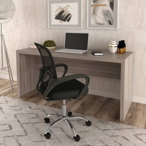 Kit 2 Peças com Escrivaninha 163cm com Cadeira de Escritório Diretor Tela Mesh