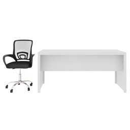 Kit 2 Peças com Escrivaninha 163cm com Cadeira de Escritório Diretor Tela Mesh - 3