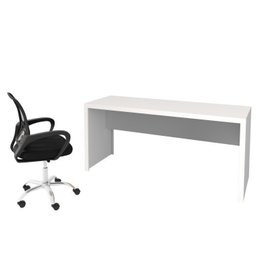 Kit 2 Peças com Escrivaninha 163cm com Cadeira de Escritório Diretor Tela Mesh - 4