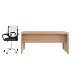 Kit 2 Peças com Escrivaninha 163cm com Cadeira de Escritório Diretor Tela Mesh - 3