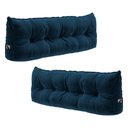 Ver imagem 1 de Kit 02 Almofadas para Cabeceira Encosto Apoio Lombar Spot 160cm com Porta Celular Veludo - Desk Desi